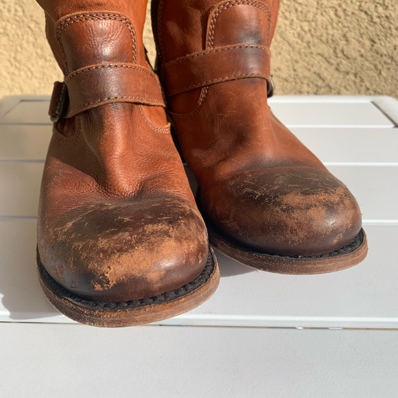 Liberty Black brown distressed all leather tall boots size 6 - Picture 13 of 16